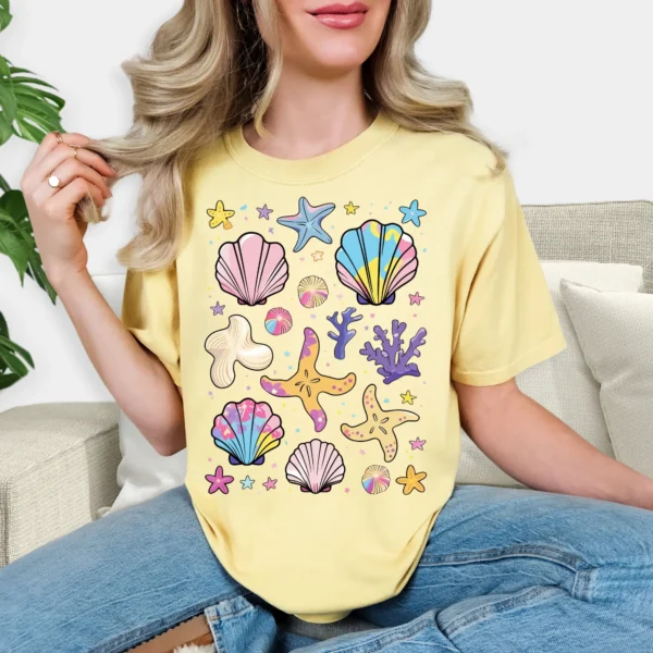 Beach Seashell PNG, Coastal PNG, Summer Vibes Png, Cute Starfish PNG, Wildflower Seashell Png, Girls Trip Png,Beach Vacation png, Seashells - Image 3