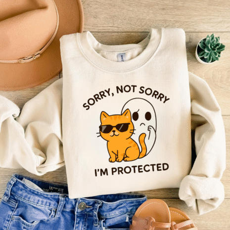 Friendly Ghost and Cat Whimsical Halloween Sticker Friendly Ghost and Cat Whimsical Halloween Sticker